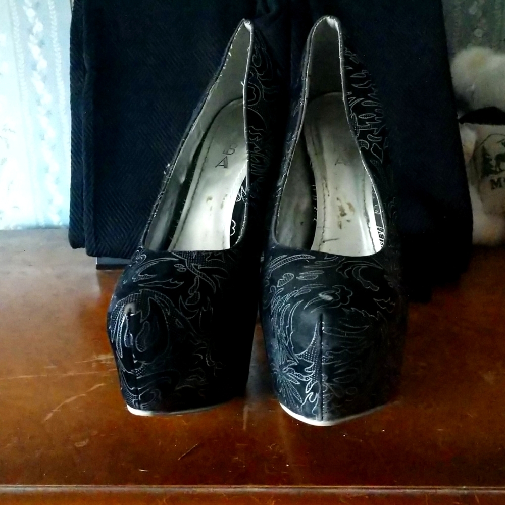 Black and silver heels